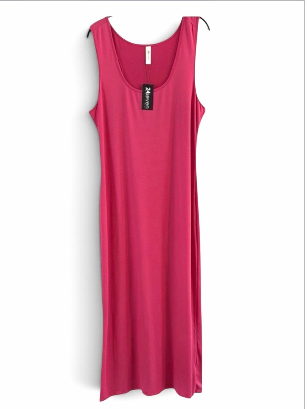 24seven Fuchsia Hot Pink Sleeveless Racerback Maxi Dress Plus 1X NWT